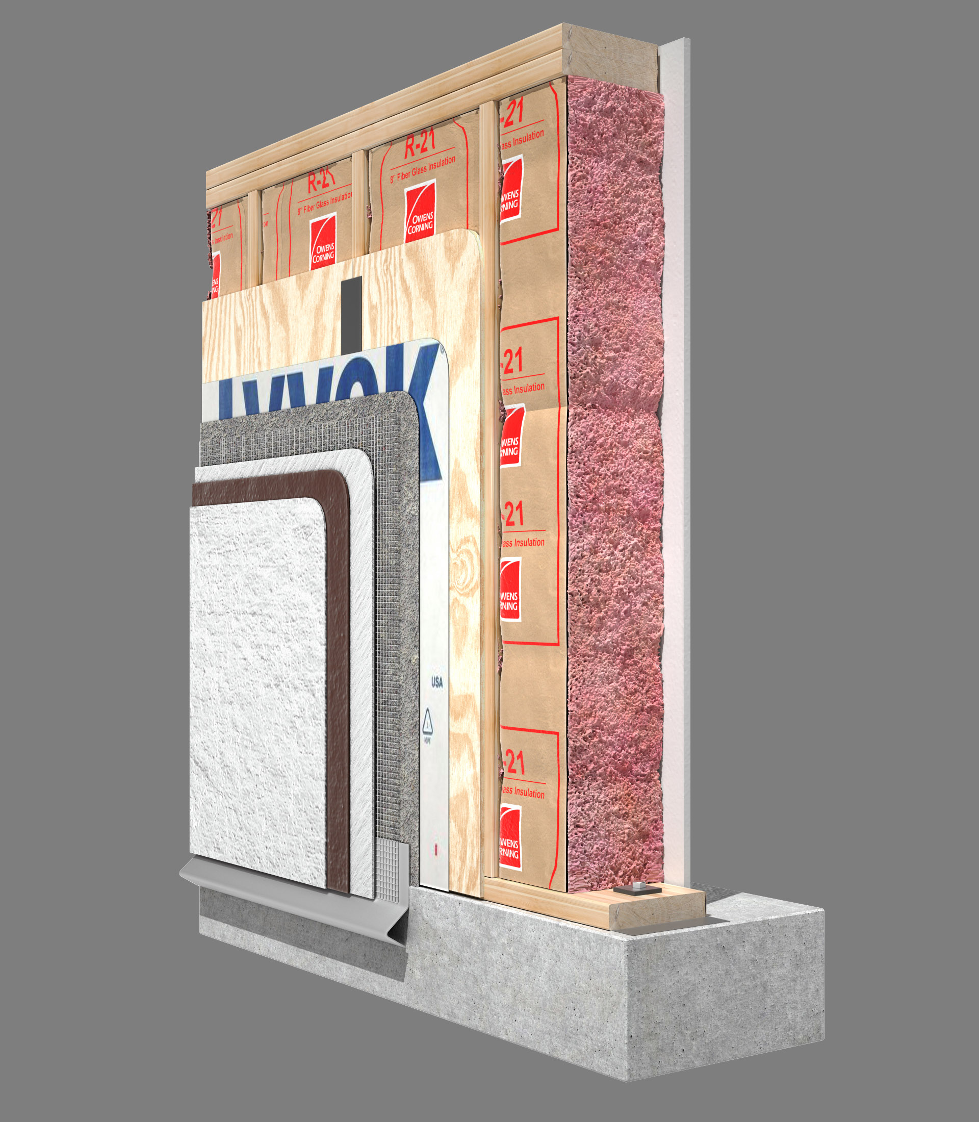 traditional wall construction cross section